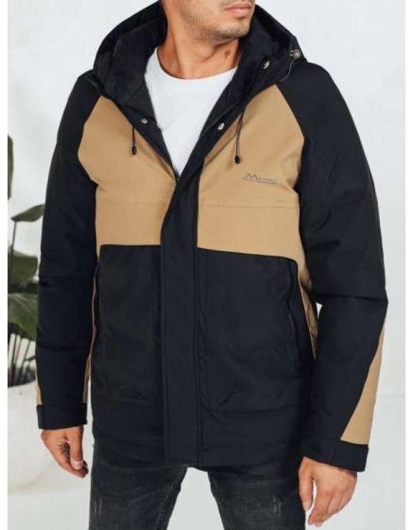 Férfi téli kabát kapucnival, bézs