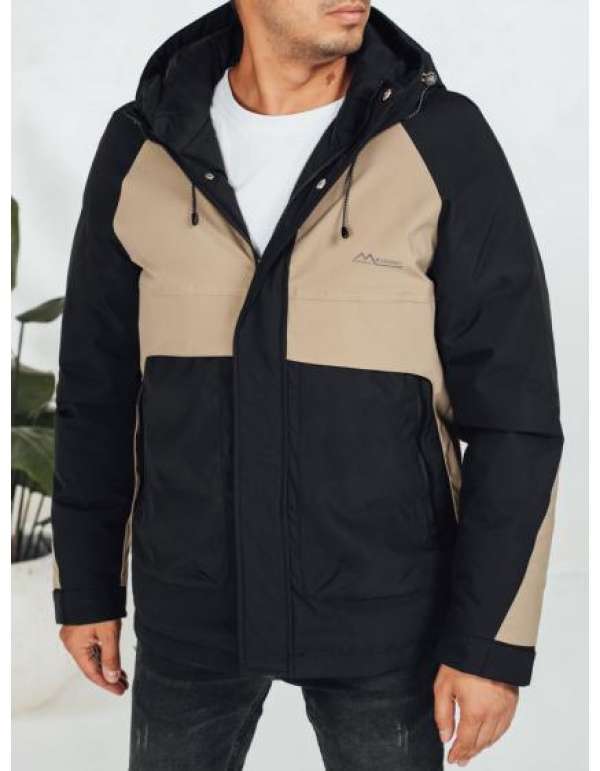 Férfi téli kabát kapucnival, bézs