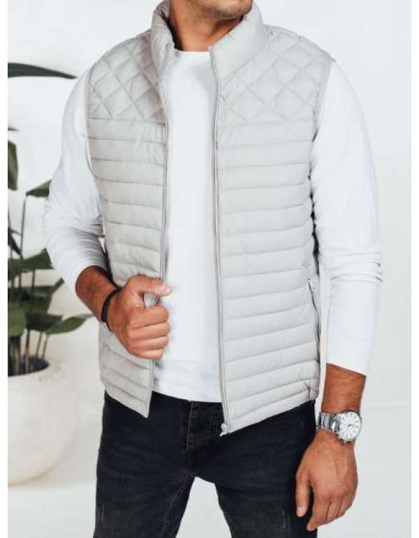 Férfi steppelt mellény, világosszürke