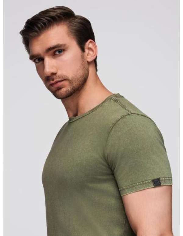 Férfi póló mosott hatású anyaggal – sötétkék V2 OM-TSWT-0116