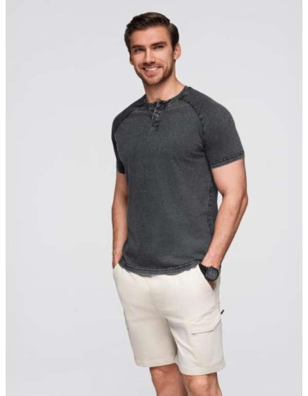 Férfi póló mosott hatású anyaggal – bordó V3 OM-TSWT-0116