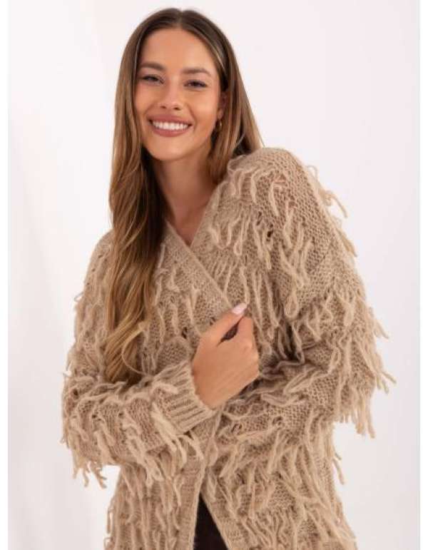 Bézs női kardigán térdig érő RUE PARIS