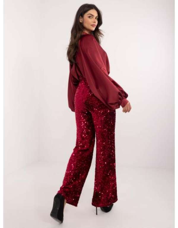 Bordeaux-i flitteres formális nadrág