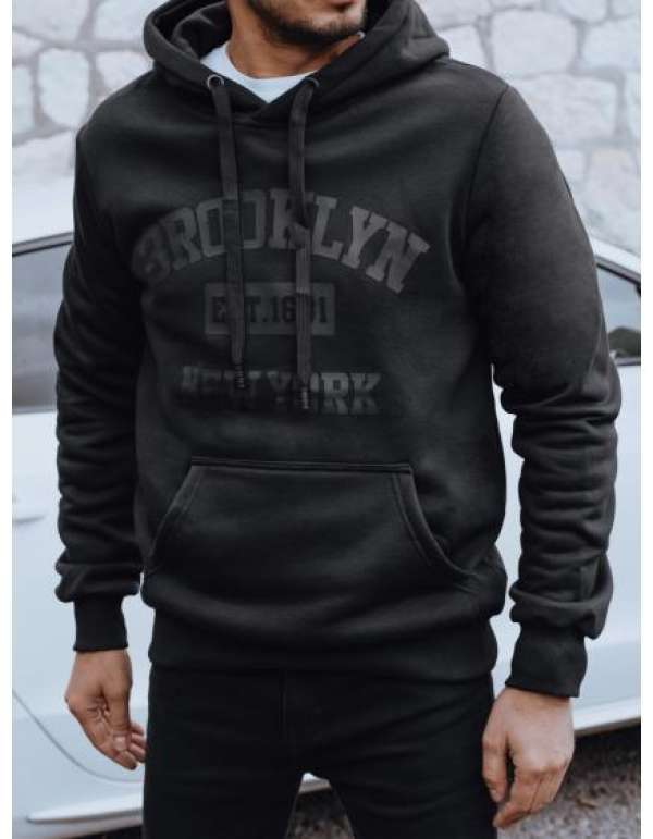 Férfi szigetelt pulóver nyomtatással, fekete