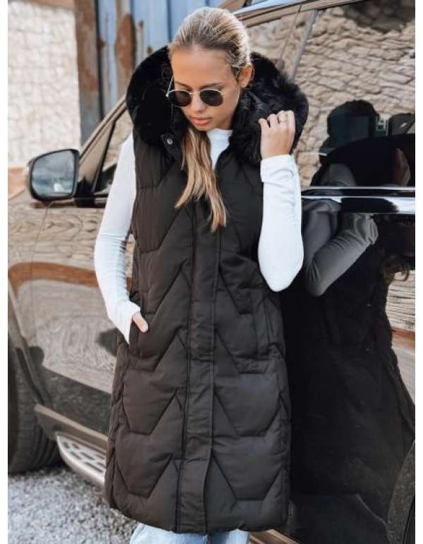 Női steppelt mellény, fekete