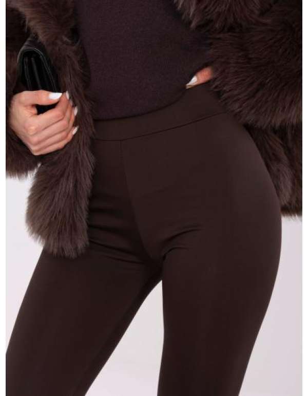 Csokoládé sima leggings hüvelykujj-pánttal