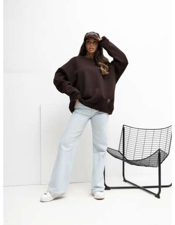 Csokoládé alap pulóver béléssel RUE PARIS
