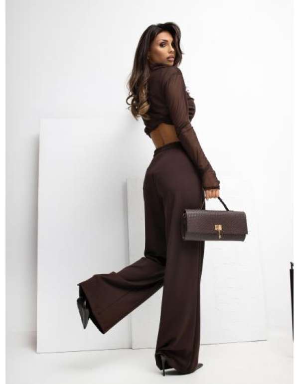 Csokoládé színű, alap nadrág, gomb nélkül RUE PARIS