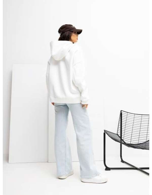 Ecru női oversized pulóver kapucnival RUE PARIS