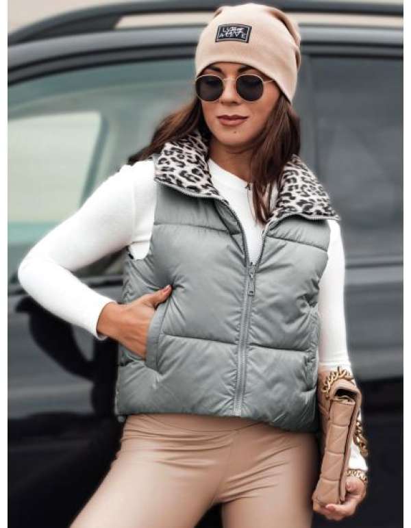 LEOVELLA női rövid, kétoldalas, steppelt, ezüst színű átmeneti mellény