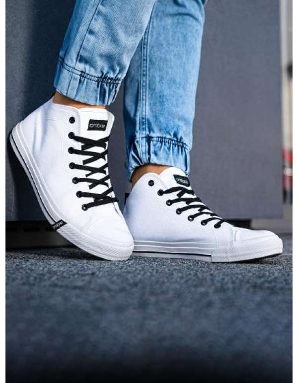 Férfi cipő kontrasztos elemekkel – fehér V1 OM-FOTH-0125