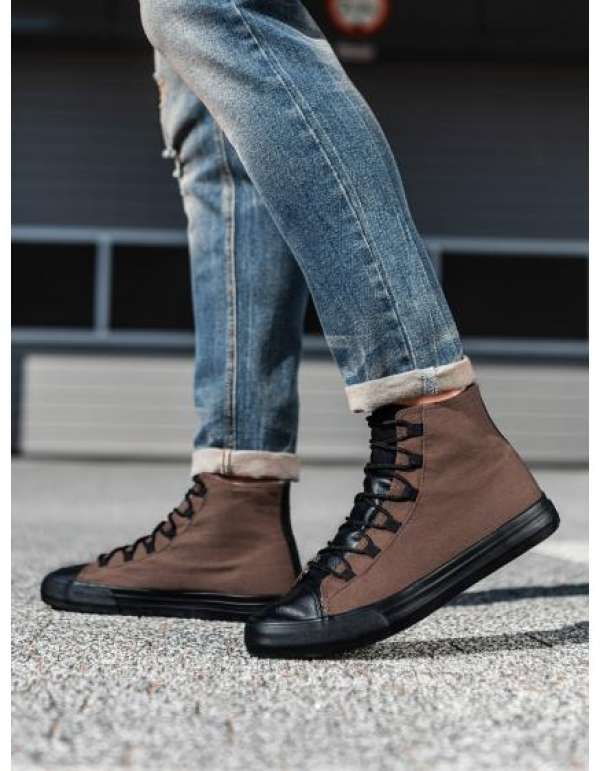 Férfi cipő kombinált anyagokból – barna V6 OM-FOTH-0143