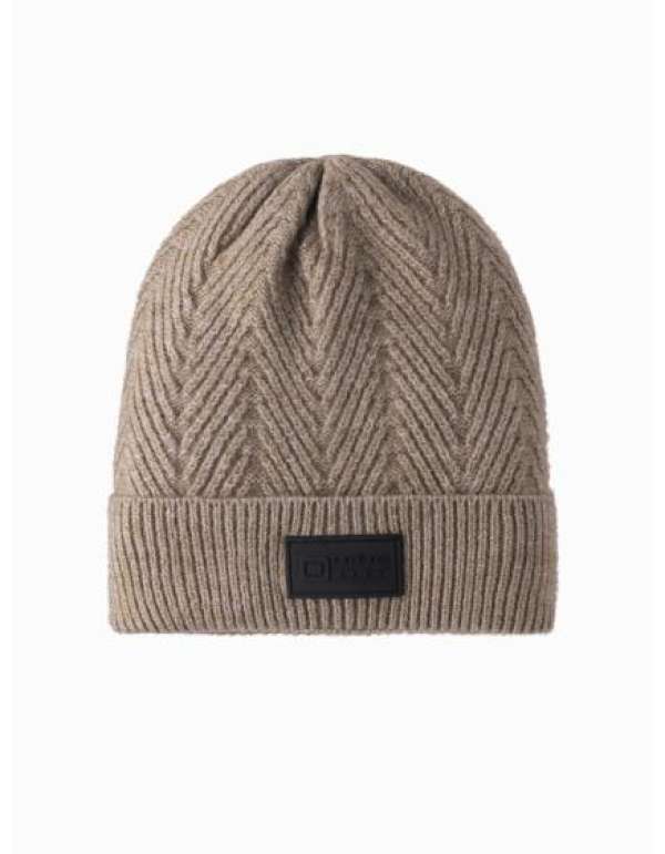 Férfi kötött sapka felirattal – hamuszürke V6 OM-ACWH-0122