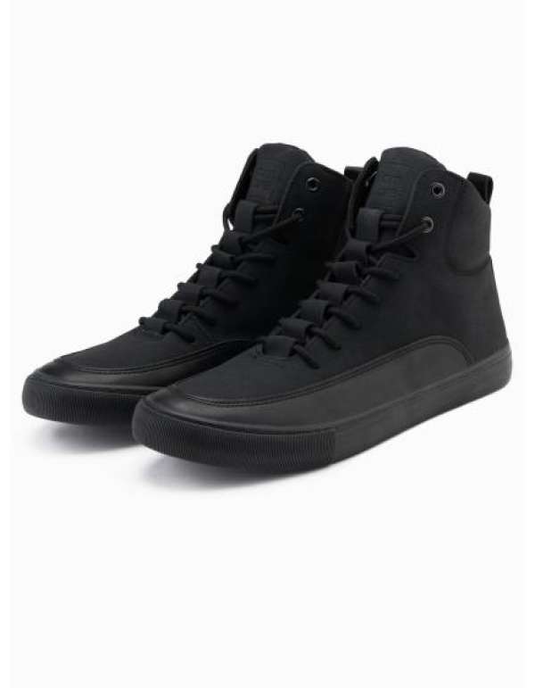 Férfi bokacsizma díszítő pántokkal – fekete V4 OM-FOSH-0176