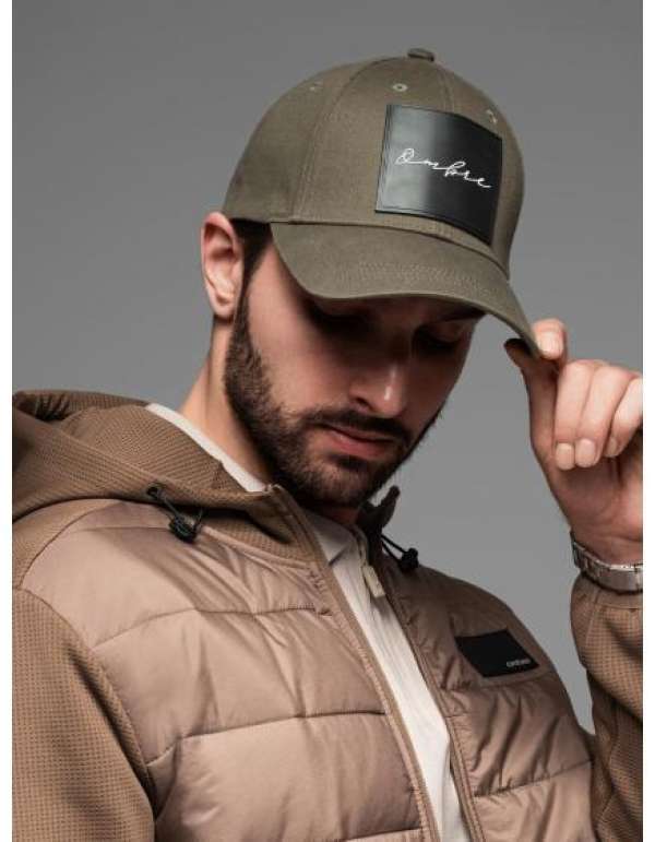Férfi baseball sapka napellenzővel és nagy felvarróval – khaki V2 OM-ACCS-0101