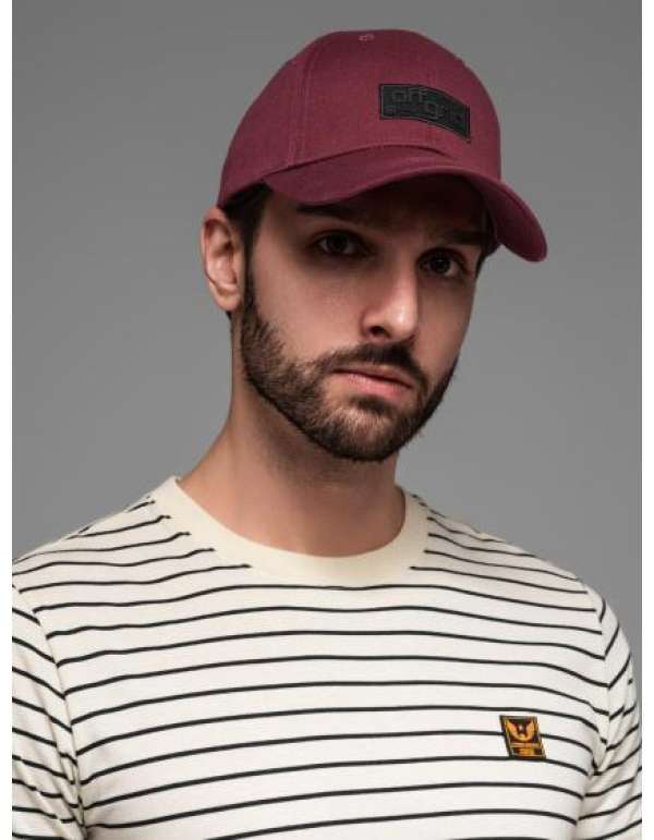 Férfi baseball sapka gallérral és téglalap alakú címkével – gesztenyebarna V8 OM-ACCS-0104