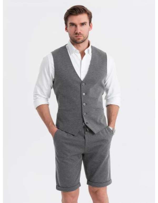 Elegáns férfi mellény + rövidnadrág – grafit V3 Z112
