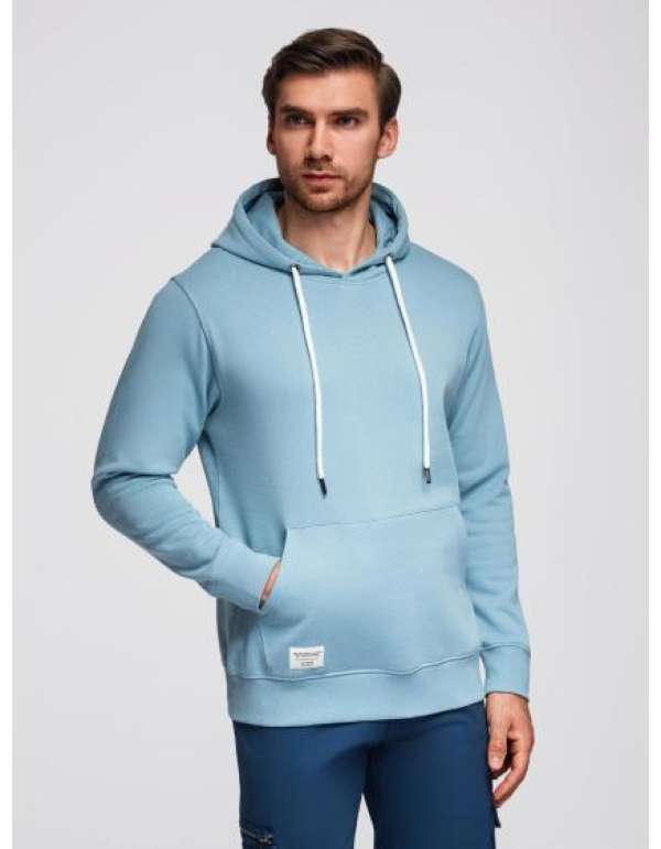 BASIC férfi pulóver kenguruzsebbel – kék V7 B1674