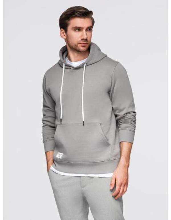 BASIC férfi pulóver kenguruzsebbel – szürke V8 B1674