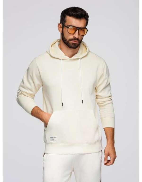 BASIC férfi pulóver kenguru zsebbel – krém V11 B1674