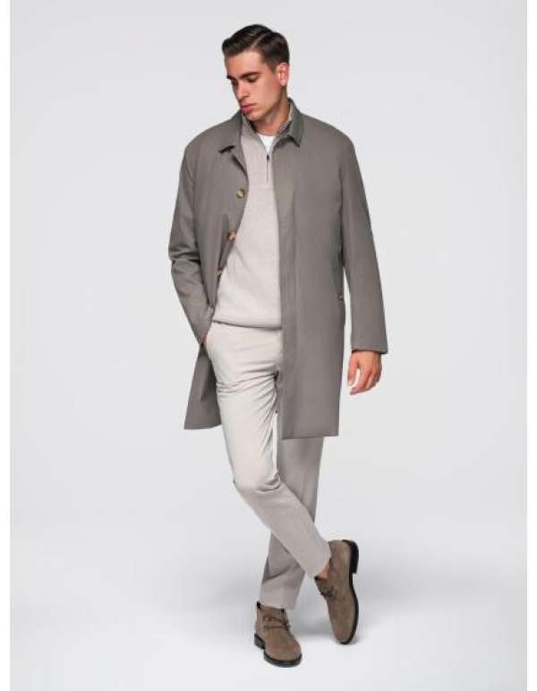Férfi minimalista kabát levehető mellénnyel – szürkés V6 OM-COLC-0139