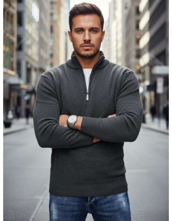 Férfi pulóver, világosszürke