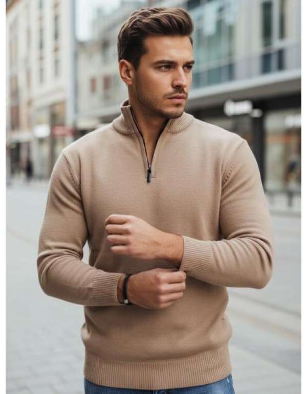 Férfi pulóver, kamel színű