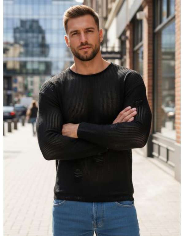 Férfi fekete pulóver