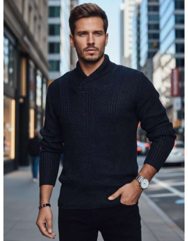 Férfi sötétkék pulóver