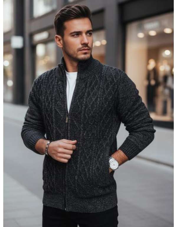 Férfi sötét szürke pulóver