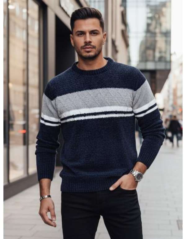 Férfi sötétkék pulóver