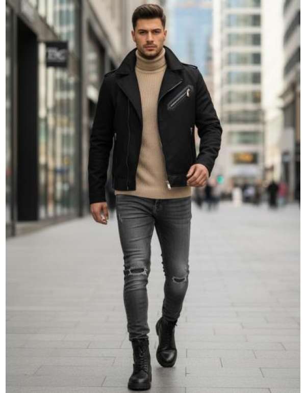 Férfi téli kabát, fekete