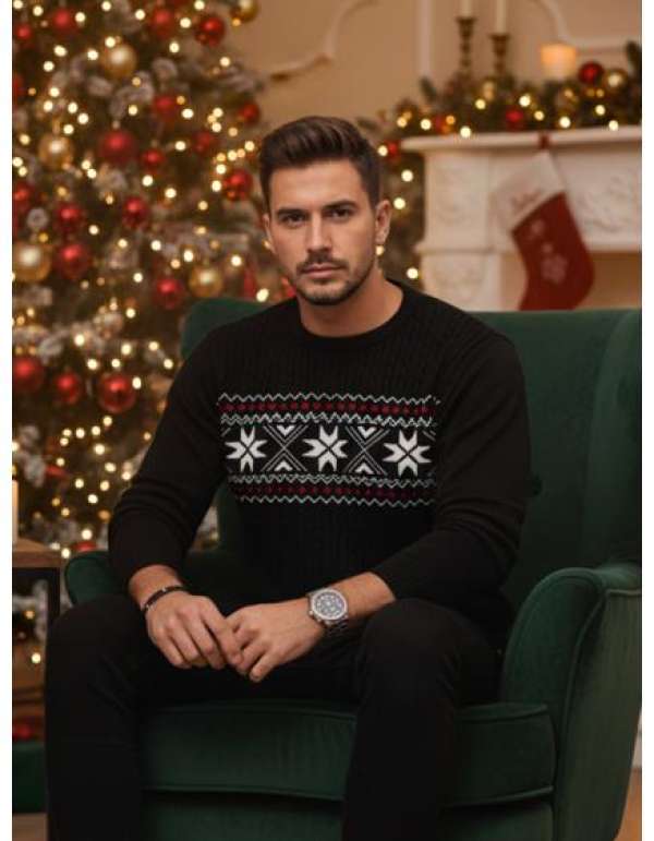 Férfi fekete pulóver