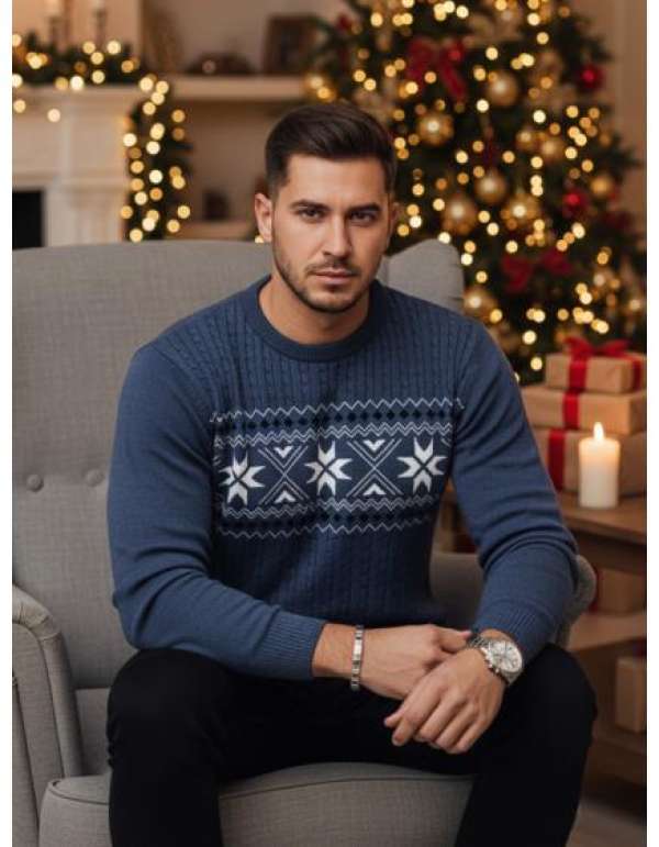 Férfi kék pulóver