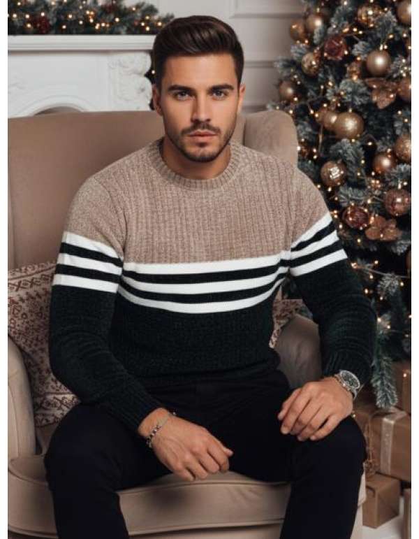 Férfi zöld csíkos pulóver