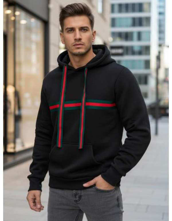 Férfi kapucnis pulóver, fekete