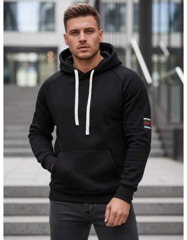 Férfi fekete kapucnis pulóver