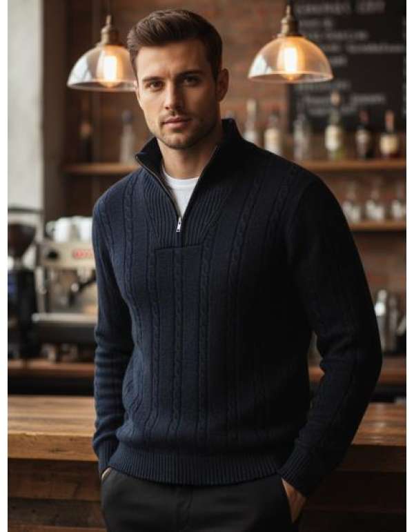 Férfi pulóver, sötétkék