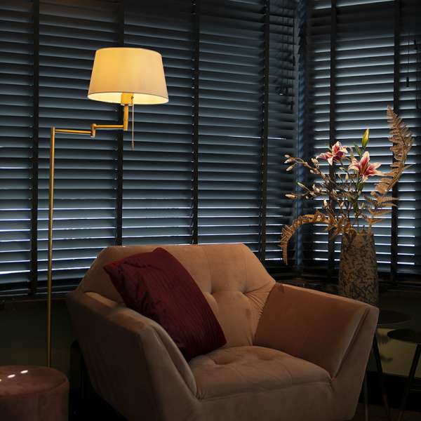 Klasszikus bronz állólámpa állítható fehér lámpabúrával - Ladas Fix