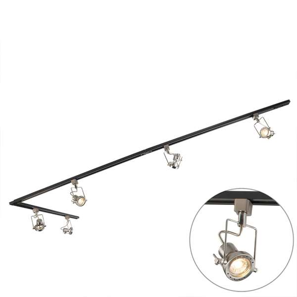 Okos 1 fázisú sín fekete acéllal, 5 WiFi GU10-zel - Iconic Suplux