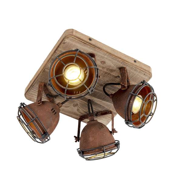 Okos spotlámpa rozsdabarna fa színnel, 4 WiFi GU10-zel - Gina