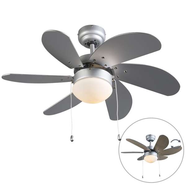 Mennyezeti ventilátor acélból, famintával, 80 cm, húzókapcsolóval - Fresh