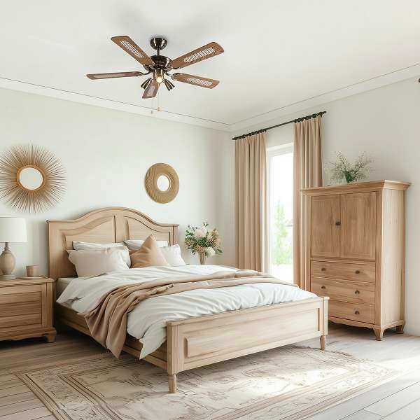 Bronz mennyezeti ventilátor fával 110 cm 3 lámpával, húzókapcsolóval - Mistral