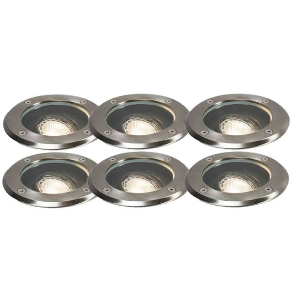 6 db modern kültéri talajszpot rozsdamentes acélból, IP65, állítható - Delux