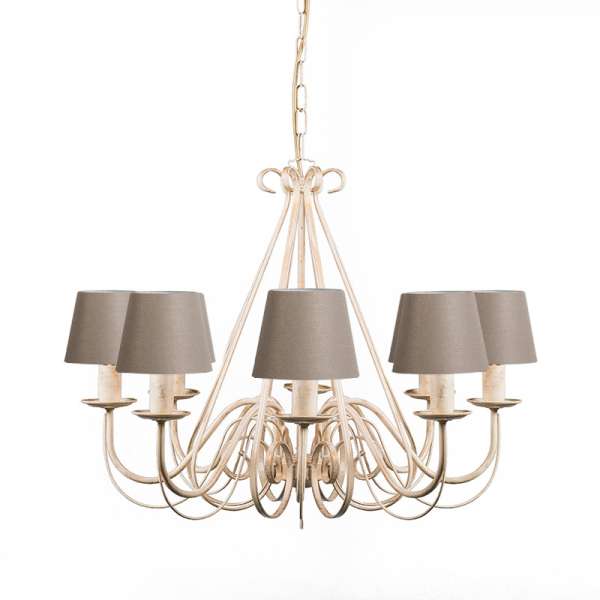 Krémszínű 60 cm-es csillár taupe színű lámpabúrákkal - Giuseppe 8