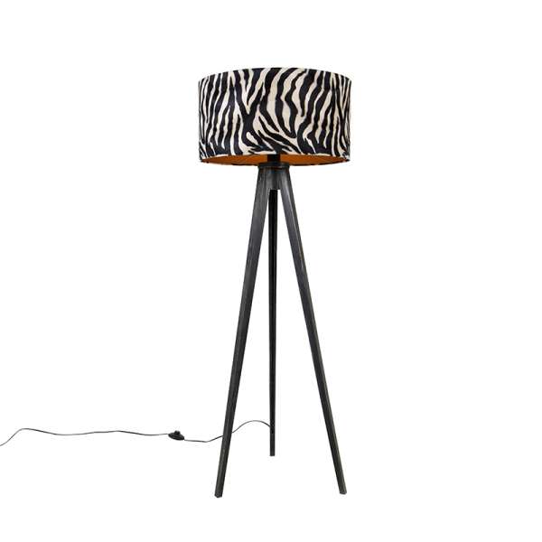 Állólámpa állvány fekete zebra árnyékolóval 50 cm - Tripod Classic