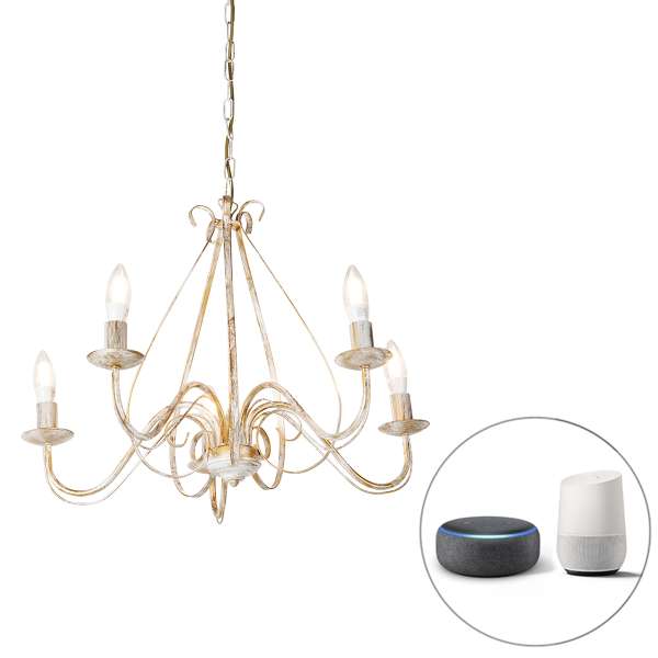 Okos csillár fehér 5-lámpás Wifi B35-tel - Giuseppe