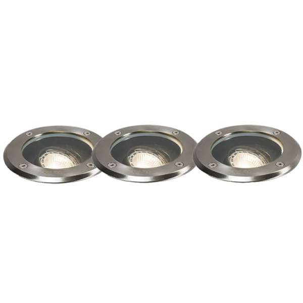 3 db-os kültéri talajszpotlámpák készlet acélból állítható IP65 - Delux