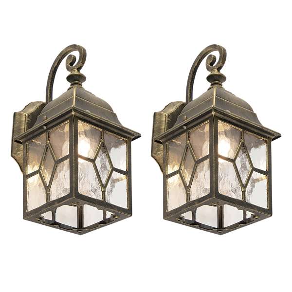 2 db-os romantikus kültéri fali lámpa szett bronz - London