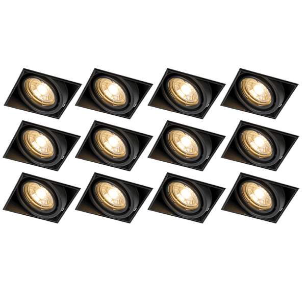 12 db-os beépített spotlámpa készlet fekete GU10 dönthető keret nélküli - Oneon